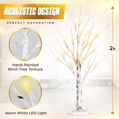 2Ft Mini LED Birch Tree