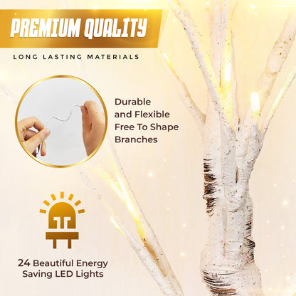 2Ft Mini LED Birch Tree