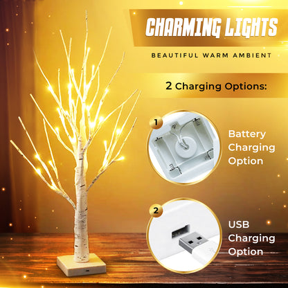 2Ft Mini LED Birch Tree